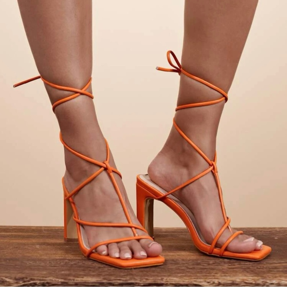 Minimalist Think Strap Chunky Heels